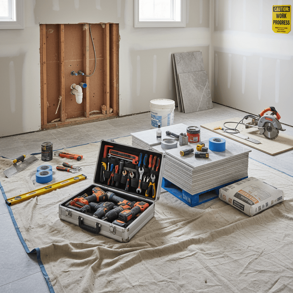 Bathroom remodeling project showing professional workmanship