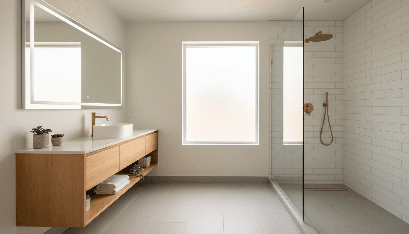 Modern bathroom remodel with professional vanity and tile work
