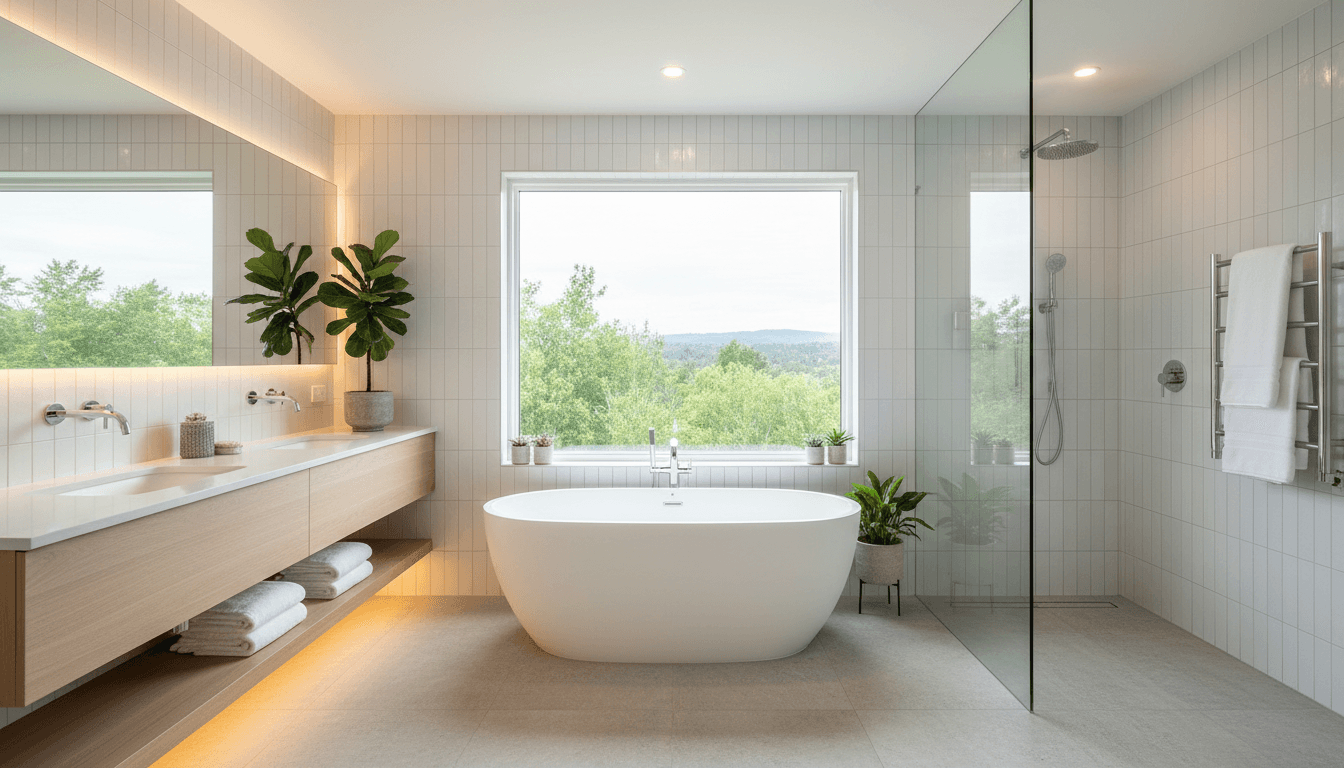 Completed custom bathroom with luxury spa-like features
