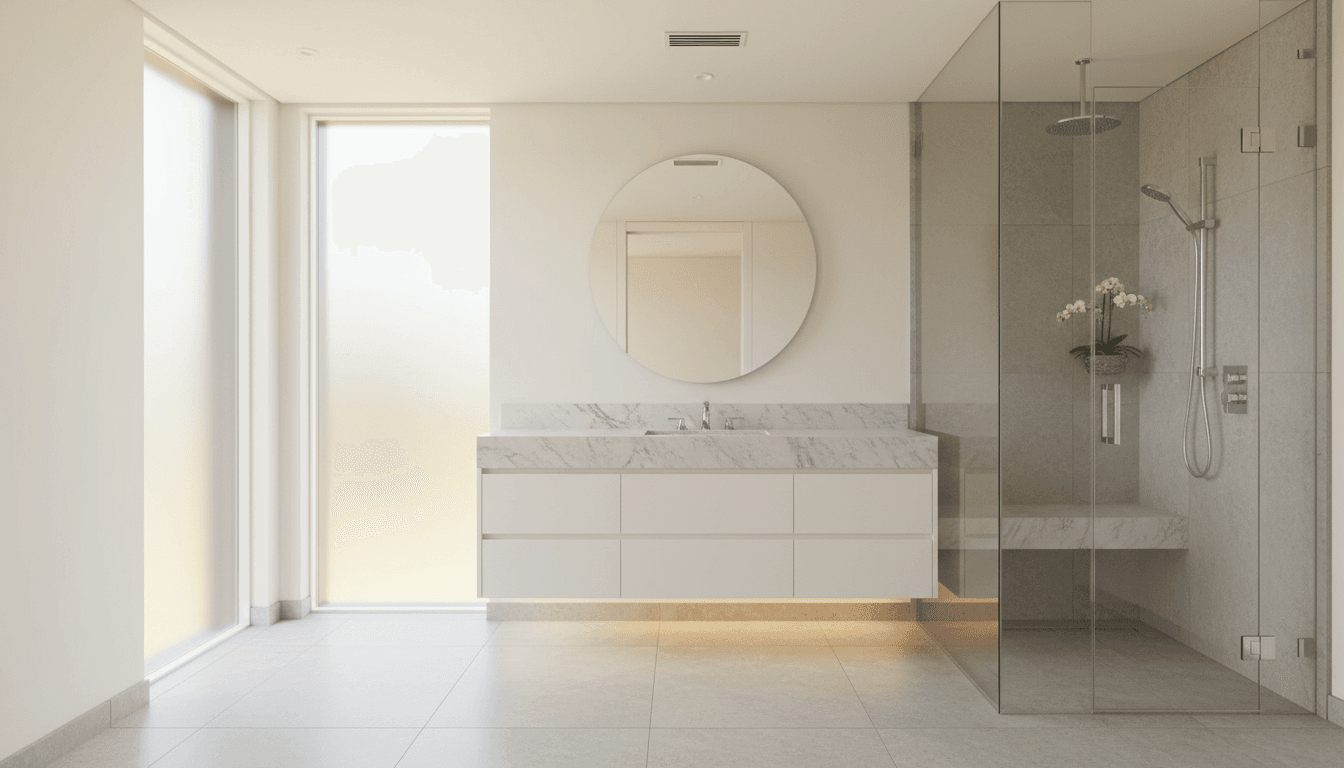 Modern bathroom renovation with contemporary design and clean finishes