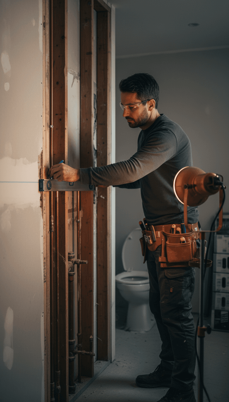 Bathroom under renovation showing professional craftsmanship
